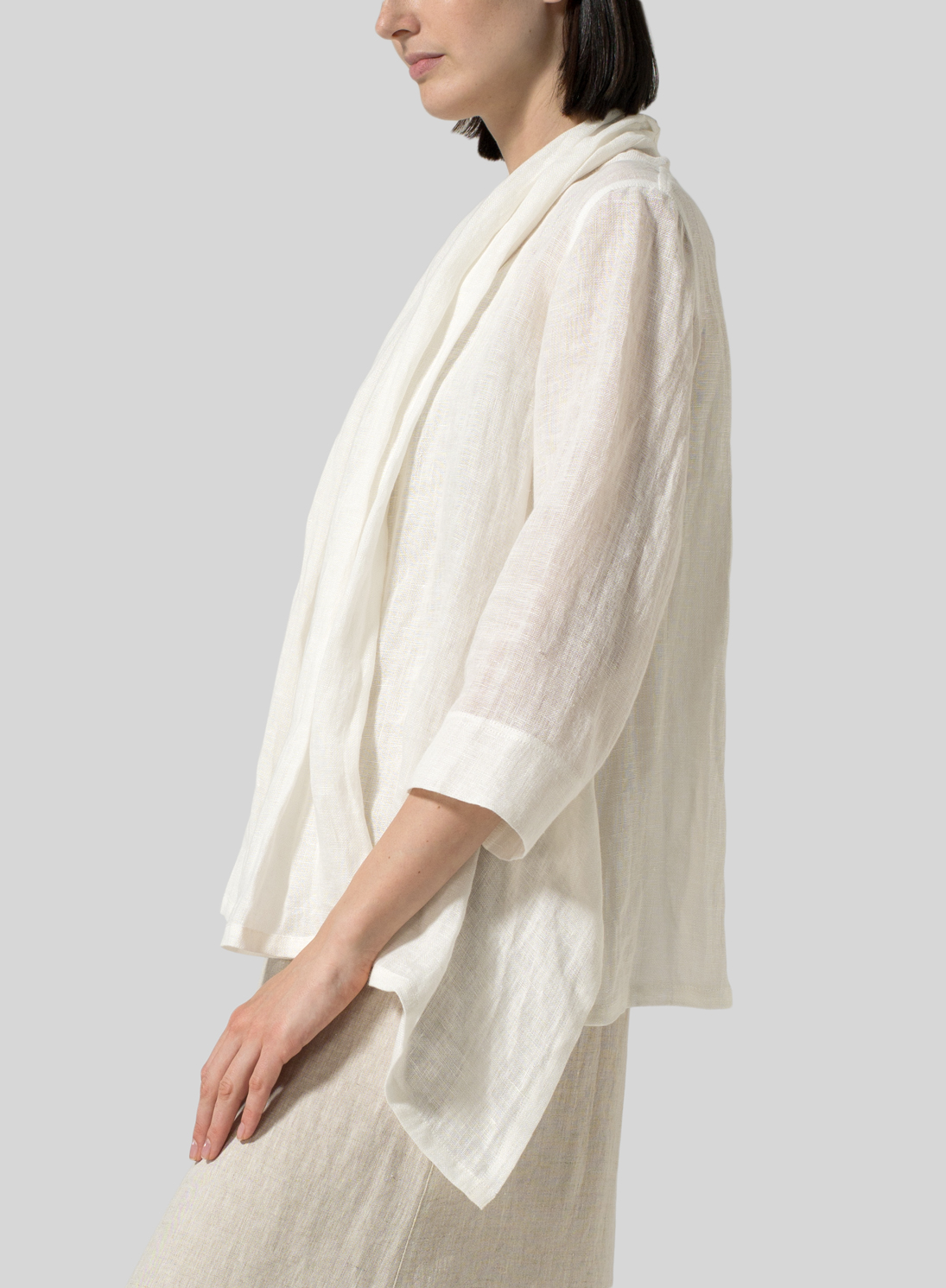 Gauze Linen Shawl Collar Jacket