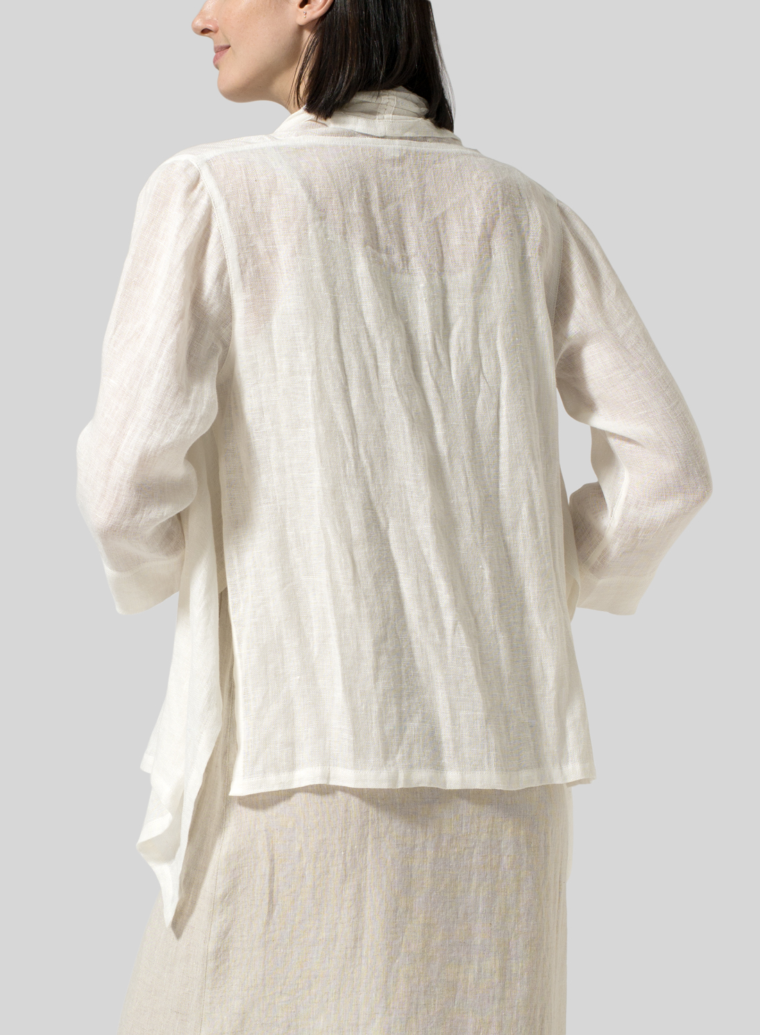 Gauze Linen Shawl Collar Jacket