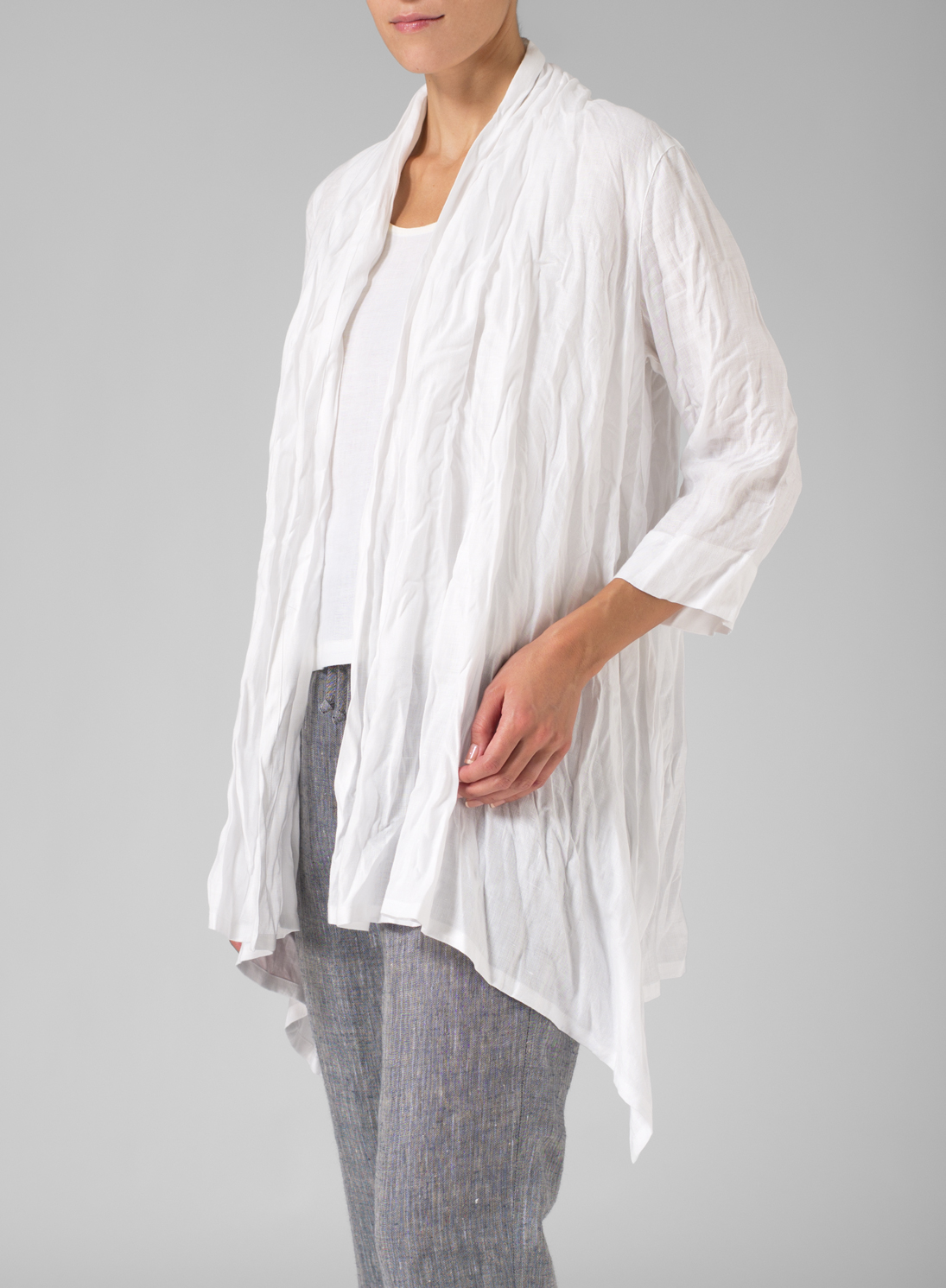 Linen Sleeveless Long Dress With Linen Open Front Jacket Plus Size