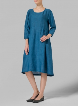 waist linen empire dress midi