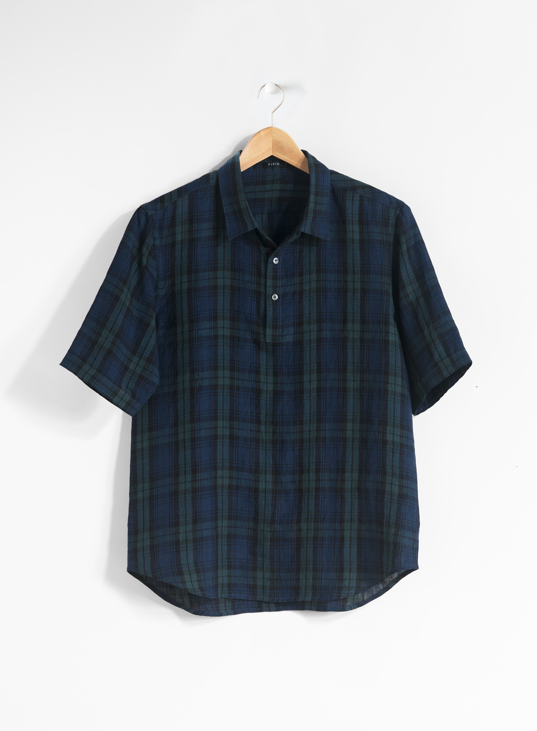 Linen Men Short Sleeve Popover Shirt