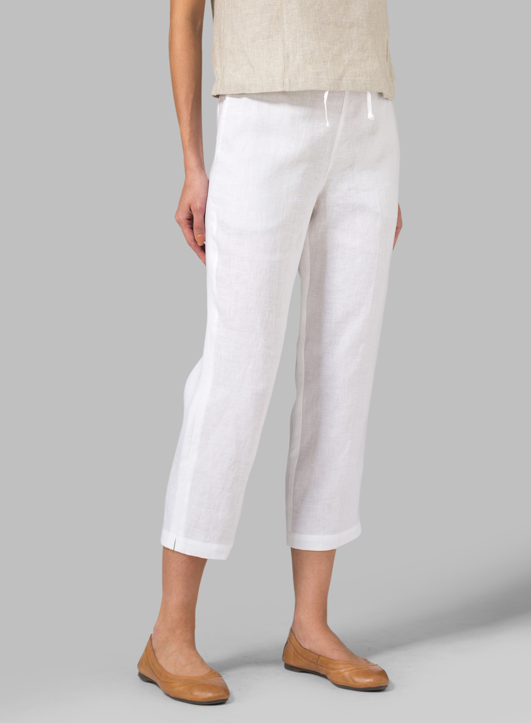 regular fit cropped linen blend joggers