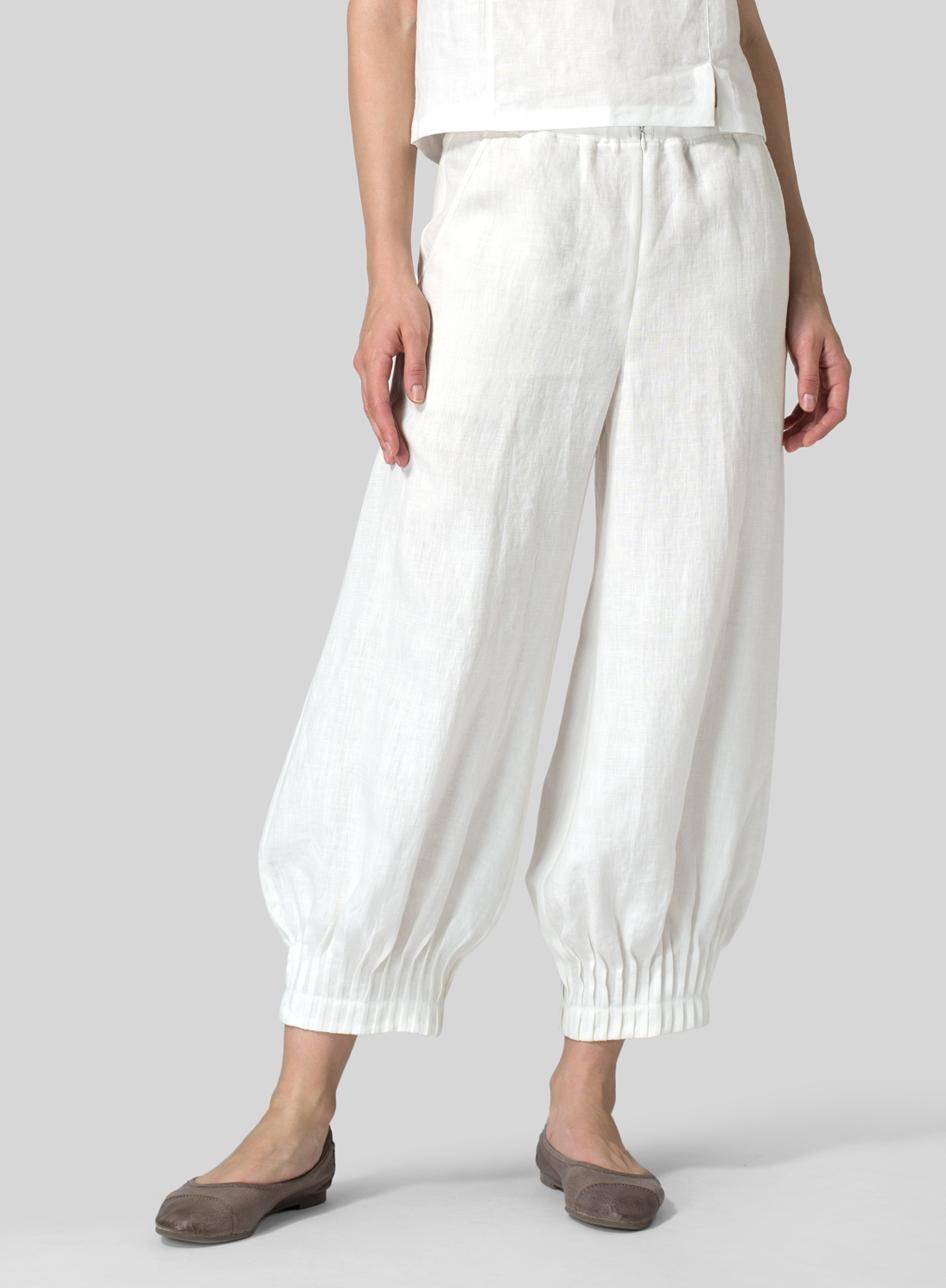 Linen Regular Fit Crop Pants