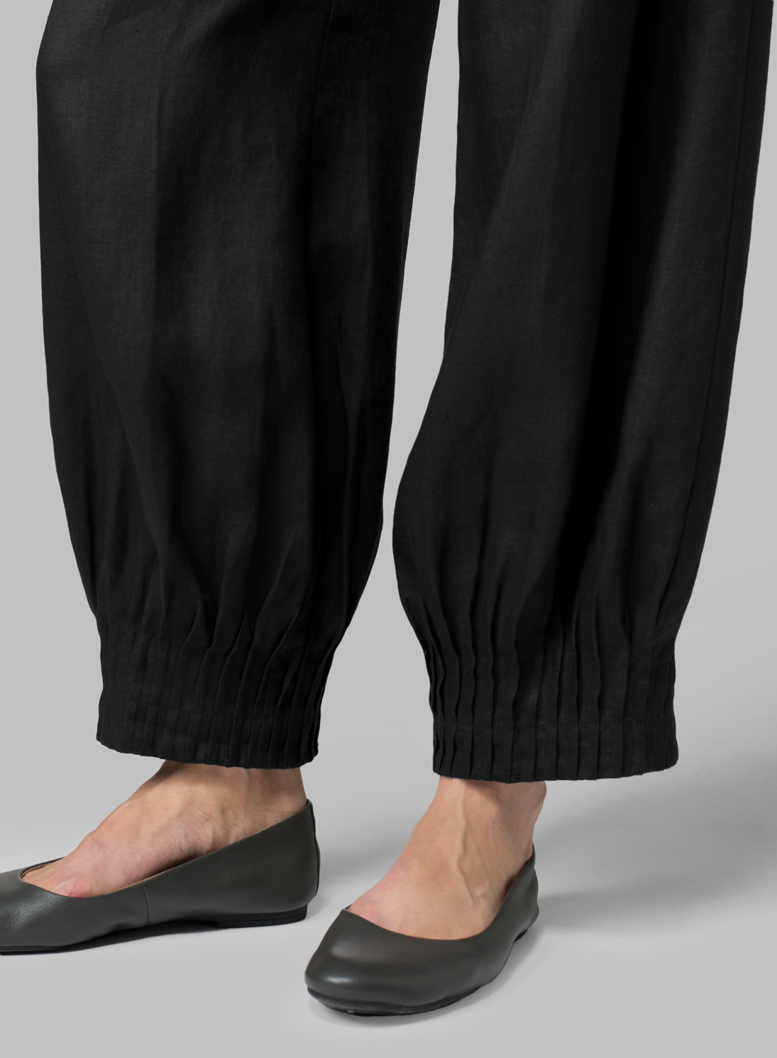 Linen Pleated Cuff Ankle Length Pants