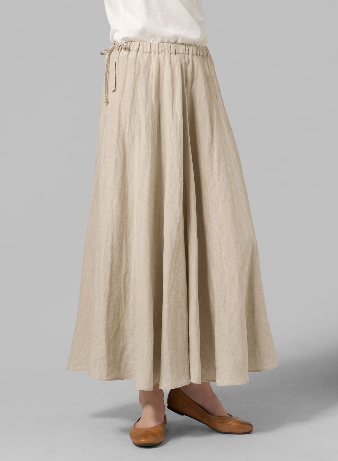 Linen Long Flared Skirt Plus Size