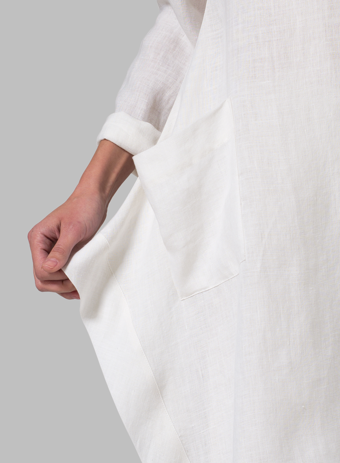 Off White Linen Long Sleeve Top