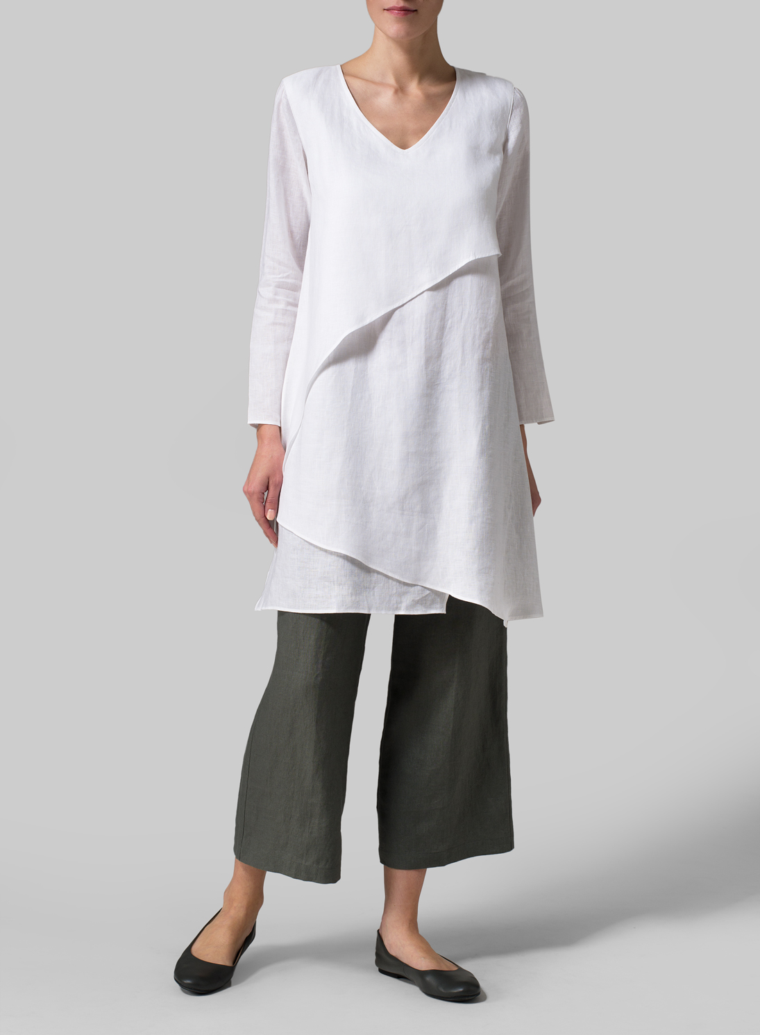 Linen Layering Vneck Tunic Plus Size