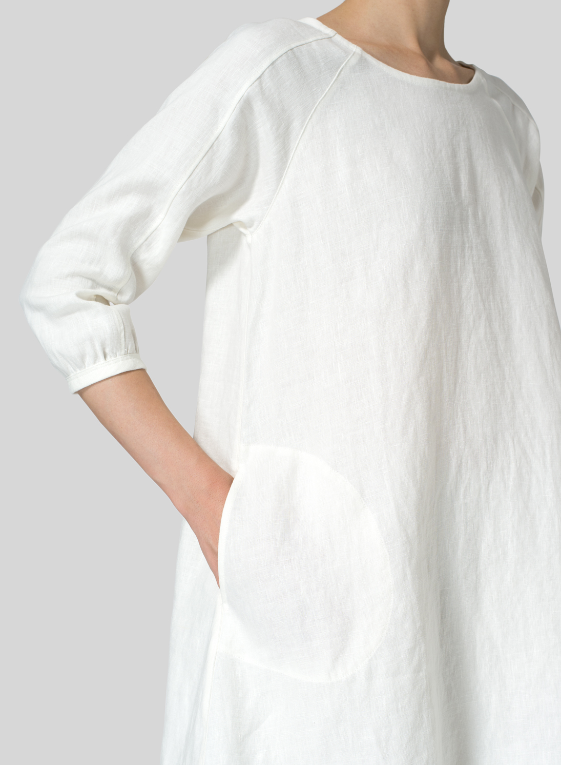 Linen Elbow Sleeve Tunic Plus Size
