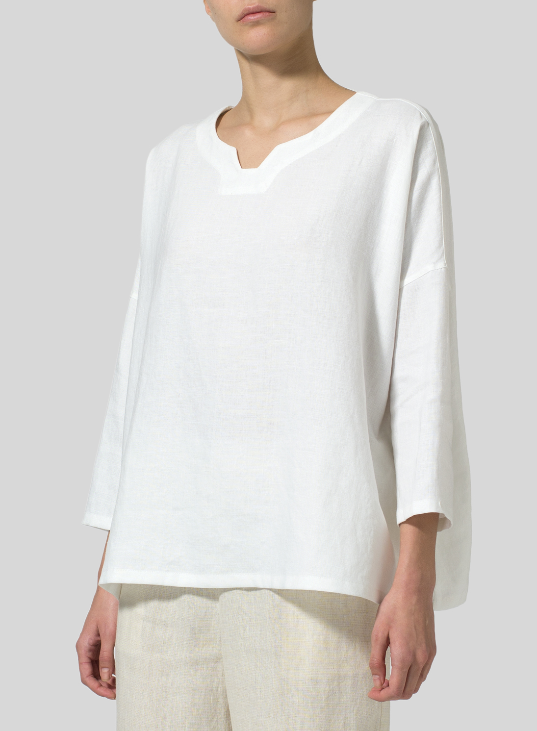Linen Decolletage Neckline Top