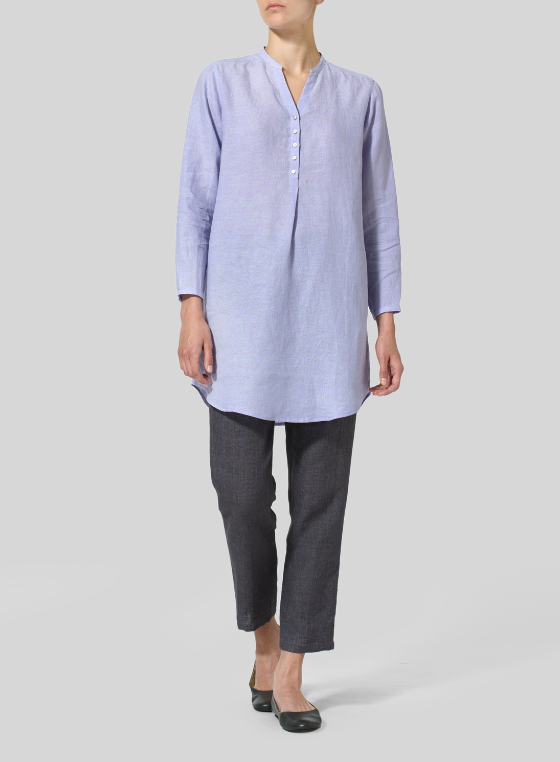 mandarin collar v neck