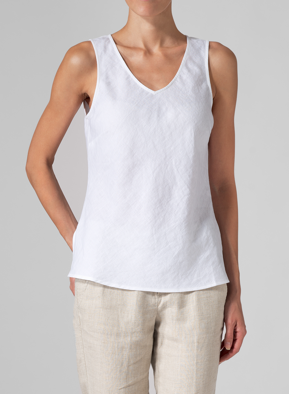MISSY Clothing Linen VNeck Sleevless Bias Cut Tank
