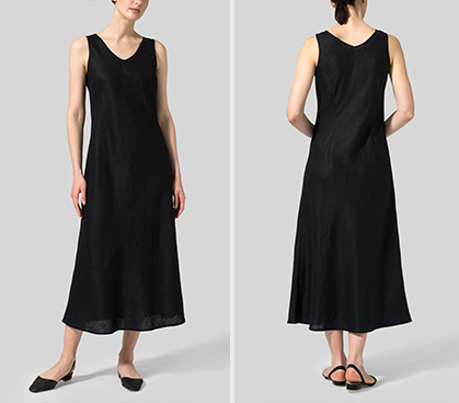 Carbon Black Woven Linen Waterfall Open Jacket Set