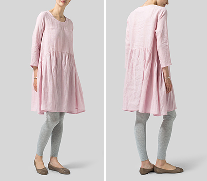 Pink Linen A-line Long Top