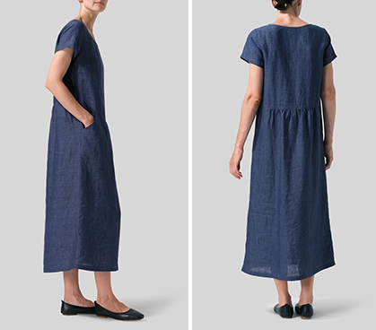 Denim Linen Short Sleeve Dress