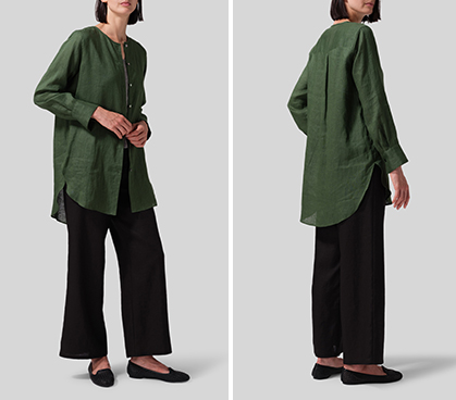 Grass Green Linen Longline Blouse