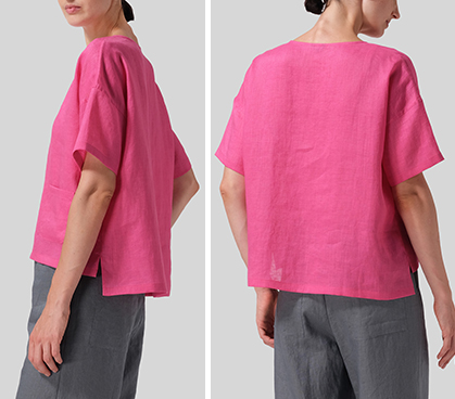 Pink Rose Linen Half Sleeve Boxy Top