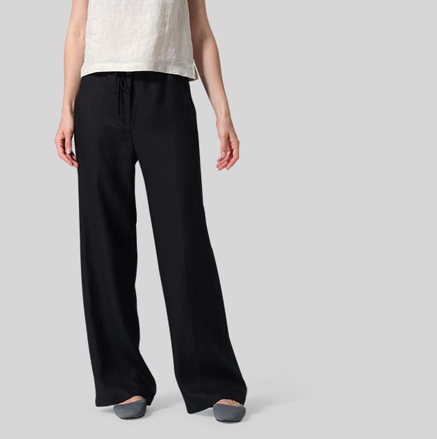 Linen Drawstring Straight Leg Extra-Long Pants
