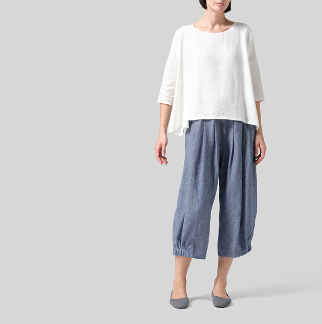 Linen Dropped Shoulder Long Top