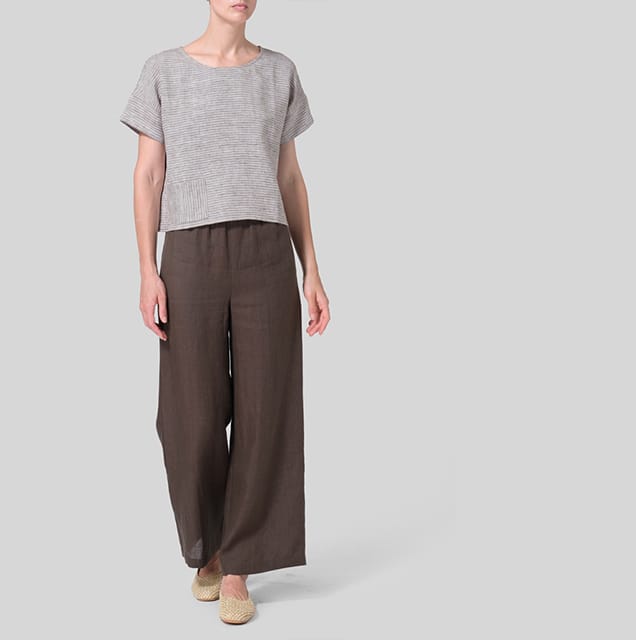 Linen Sloped Shoulder Boxy Short Top