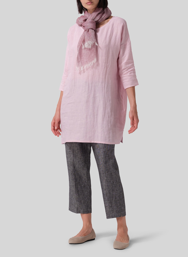 Pink Linen Oversized Top Set