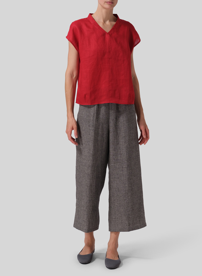 Red Linen Perfect Cap Sleeve Top