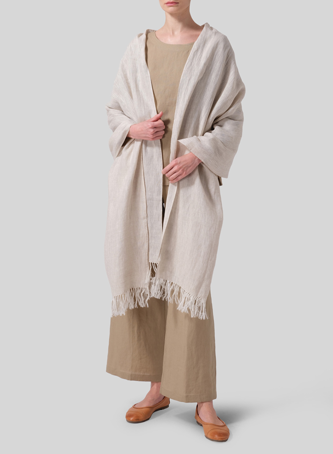 Khaki Sand Linen Handmade Knot Top Set