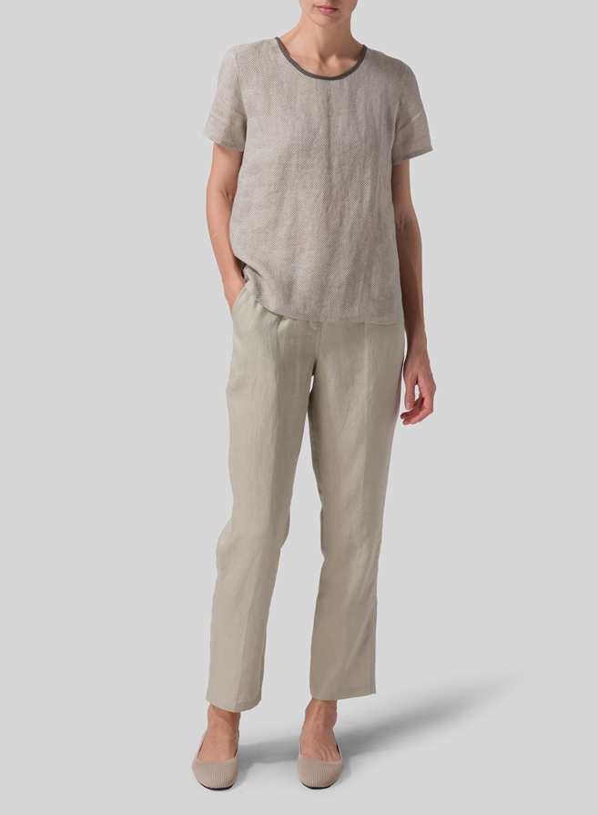 Linen Boxy Short Sleeve Top Set