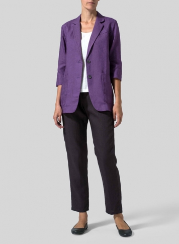 Violet Linen Single Breasted Jacket
