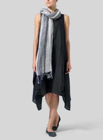 Black Linen Layering Sleeveless Dress Set