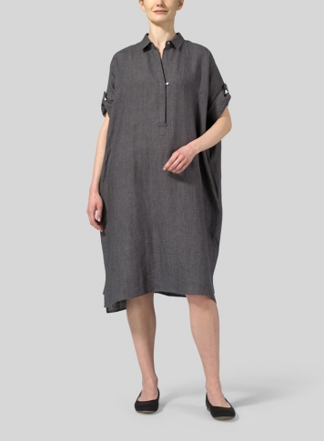 Charcoal Grey Linen Oversized Monk Dress