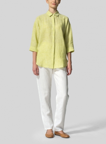 Lime Linen Button Up Shirt
