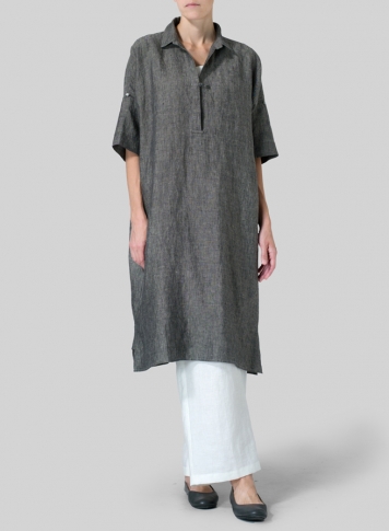 Linen Oversized Monk Dress Set 