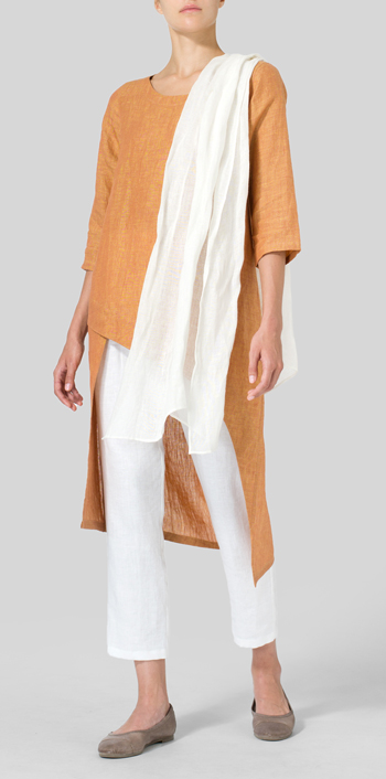 Golden Brown Linen Asymmetrical Tunic