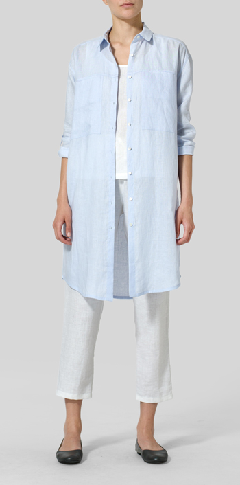 Light Blue Linen Long Shirt 