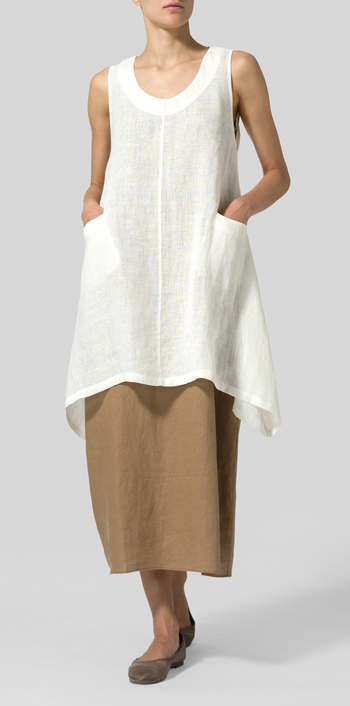 Linen High-Low Extra Long Tunic Set