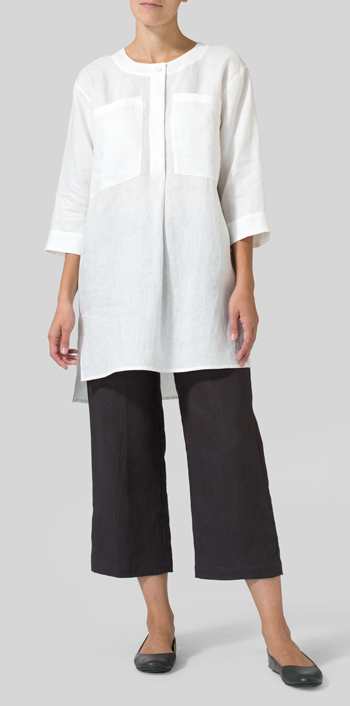 White Linen Chest Pocket Tunic