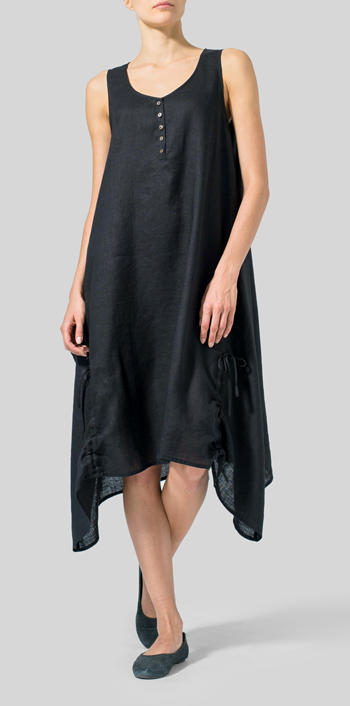 Black Linen Layering Sleeveless Dress