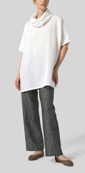 White Linen Turtleneck Tunic