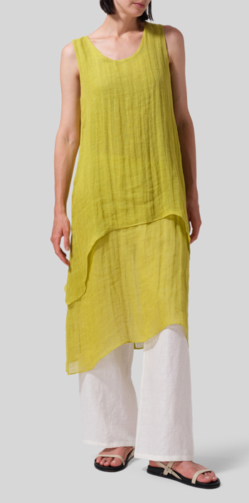 Linen Double Layer Sleeveless Long Tunic