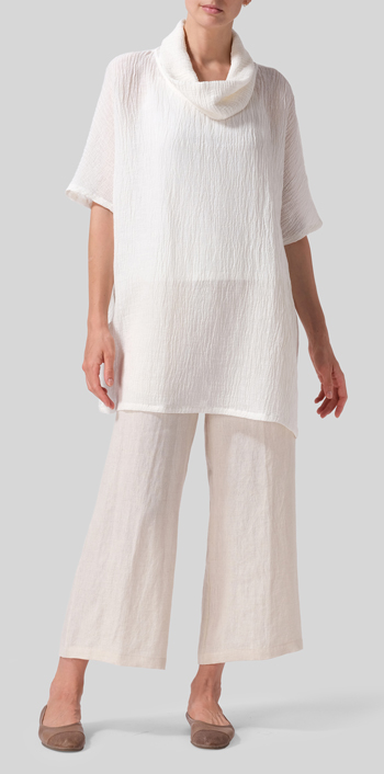 Linen Cowl Neck Gauze Tunic