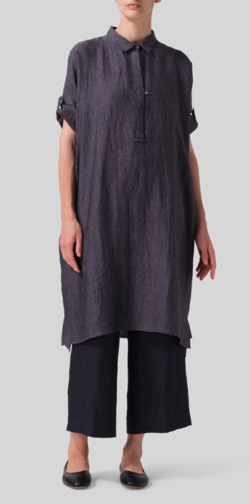 Smokey Blue Gray Linen Oversized Monk Tunic