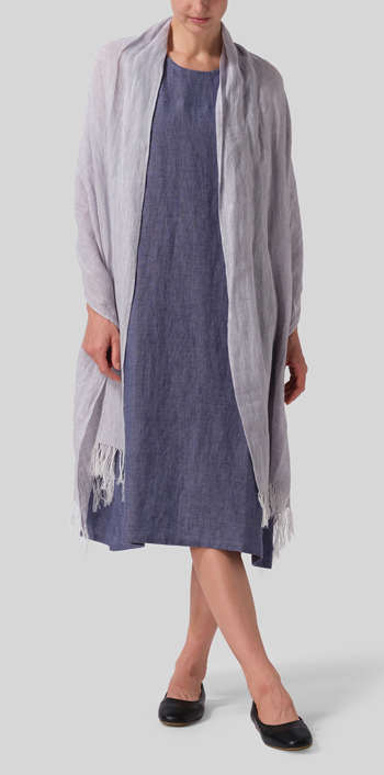 Blue Violet Linen Sleeveless Midi Dress Set