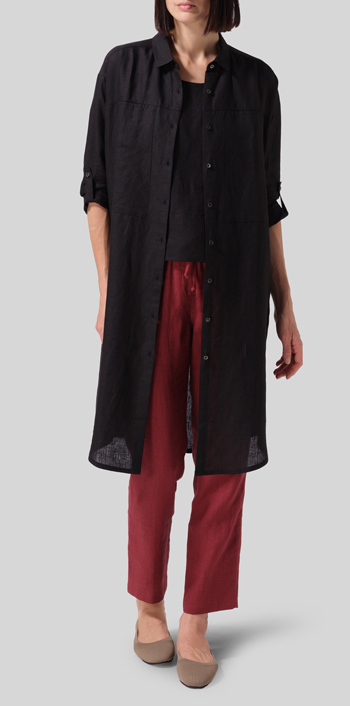 Black Linen Long Shirt