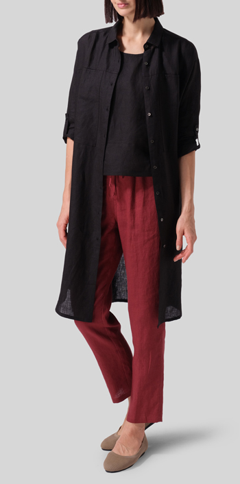 Black Linen Long Shirt