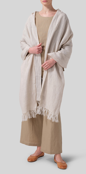 Khaki Sand Linen Handmade Knot Top Set
