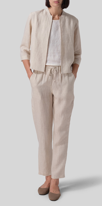 Oat Linen Crop Blazer