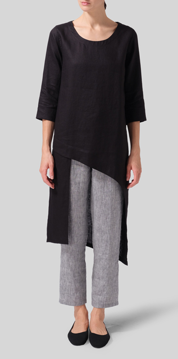 Black Linen Asymmetrical Tunic