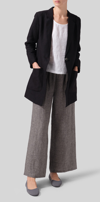 Black Linen Notch Lapel Jacket