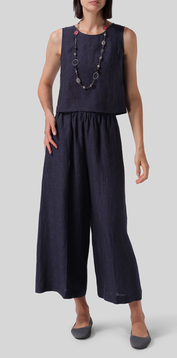 Linen Relaxed Wide Leg Fit Pants Set