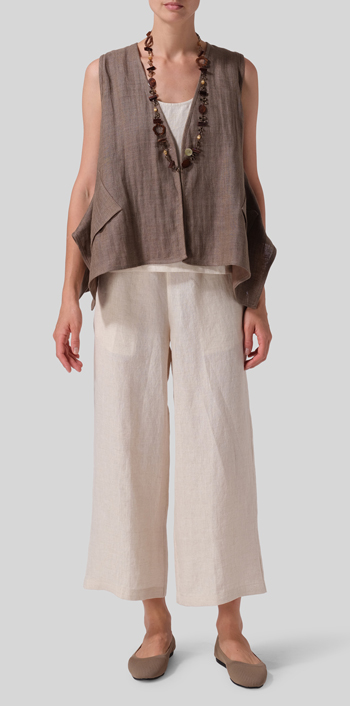 Soil Linen Casual Vest Set